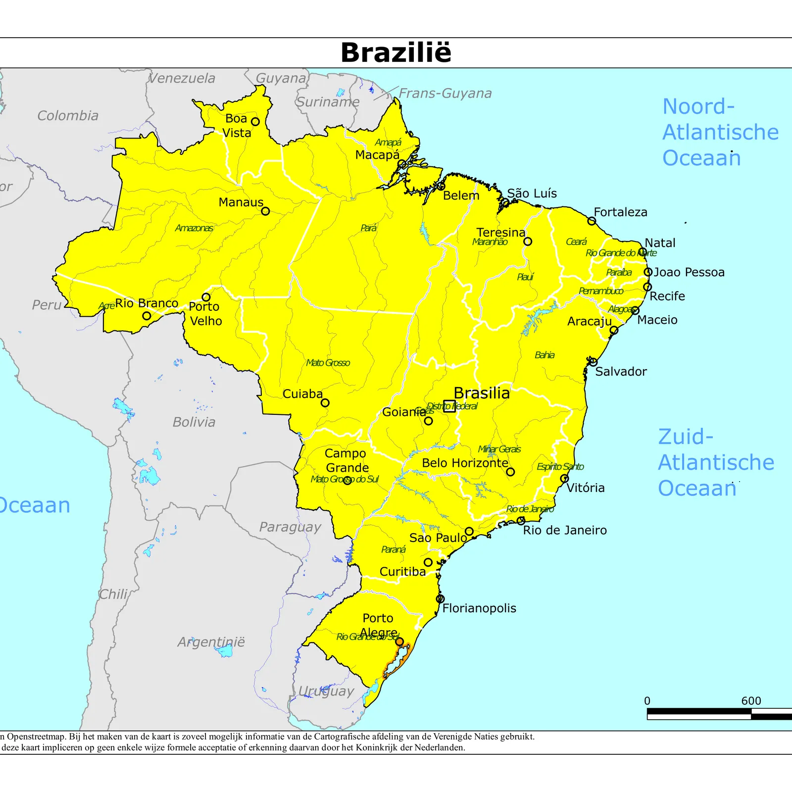 Grote kaart van Brazilië