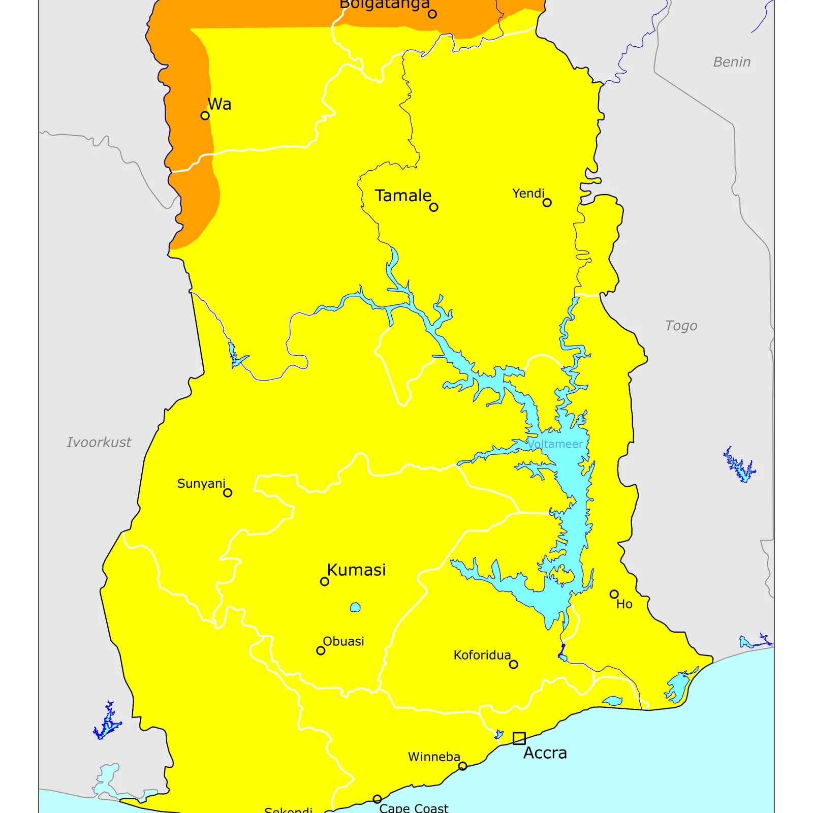 Grote kaart van Ghana