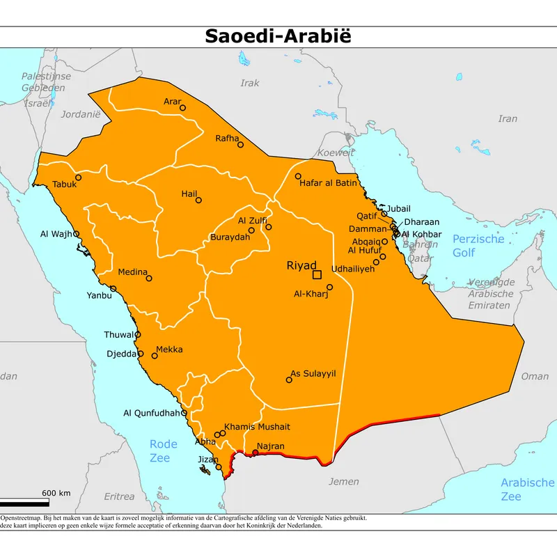 Kaart van Saoedi-Arabië