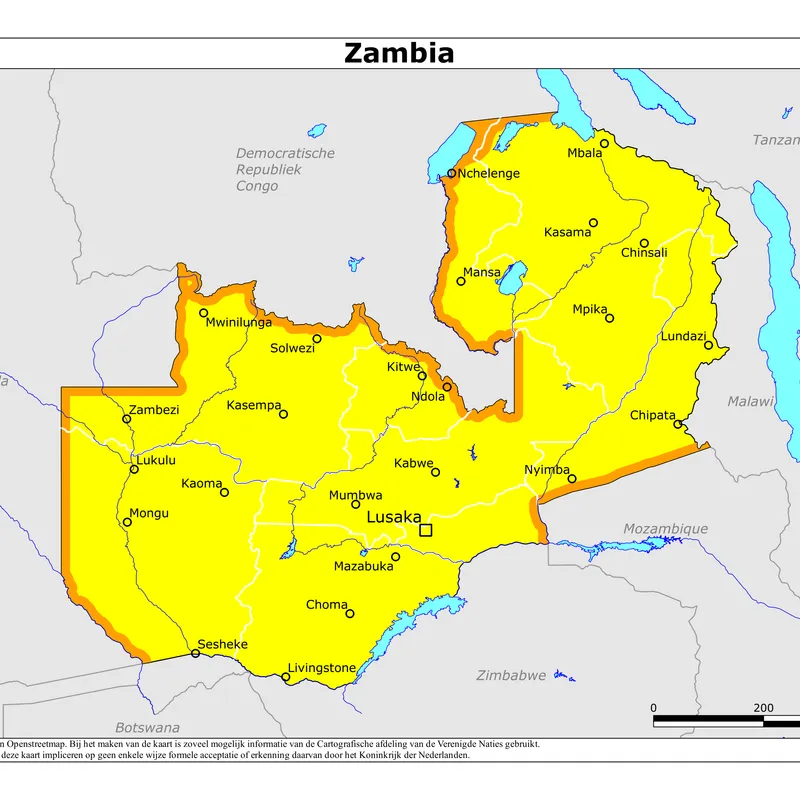 Kaart van Zambia