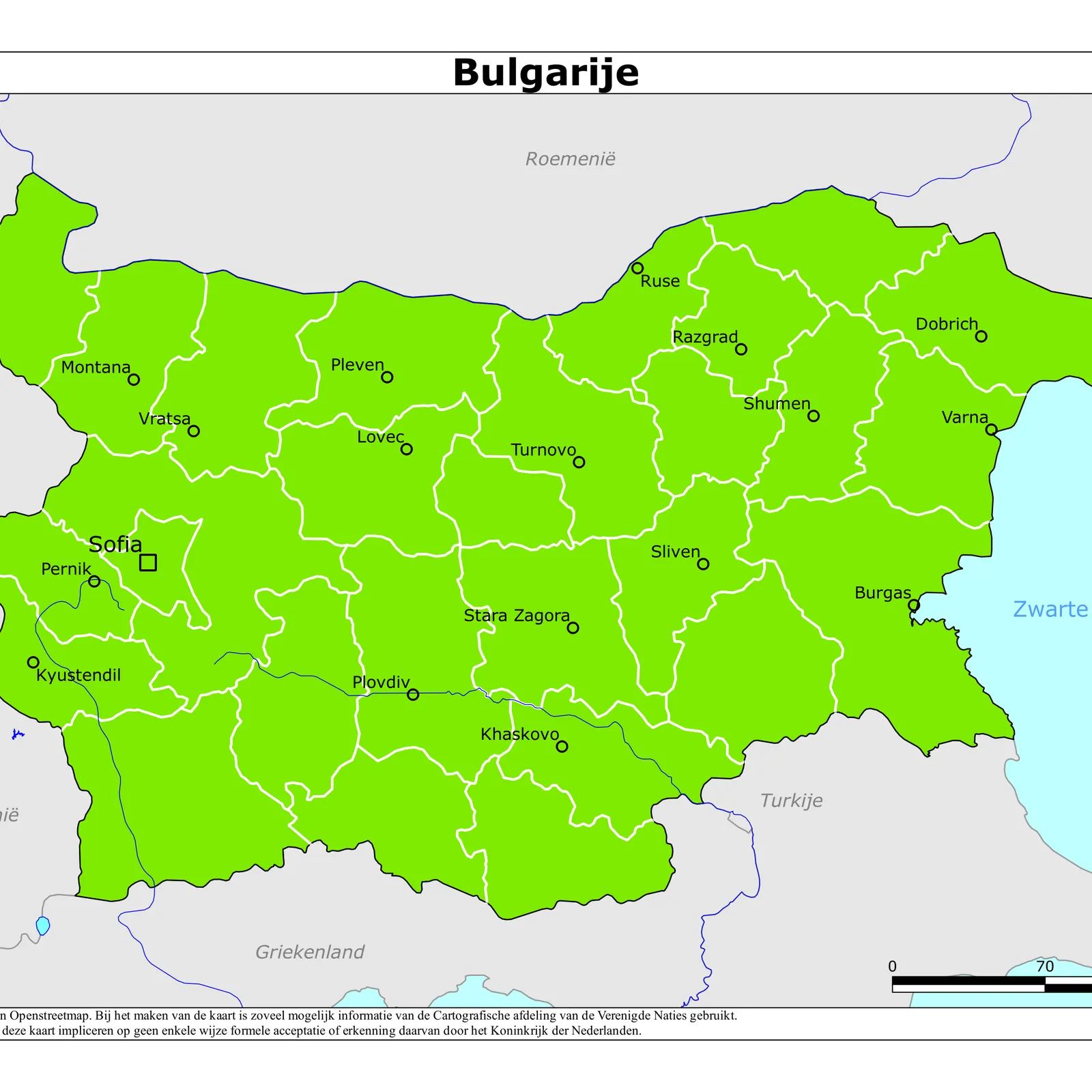 Grote kaart van Bulgarije