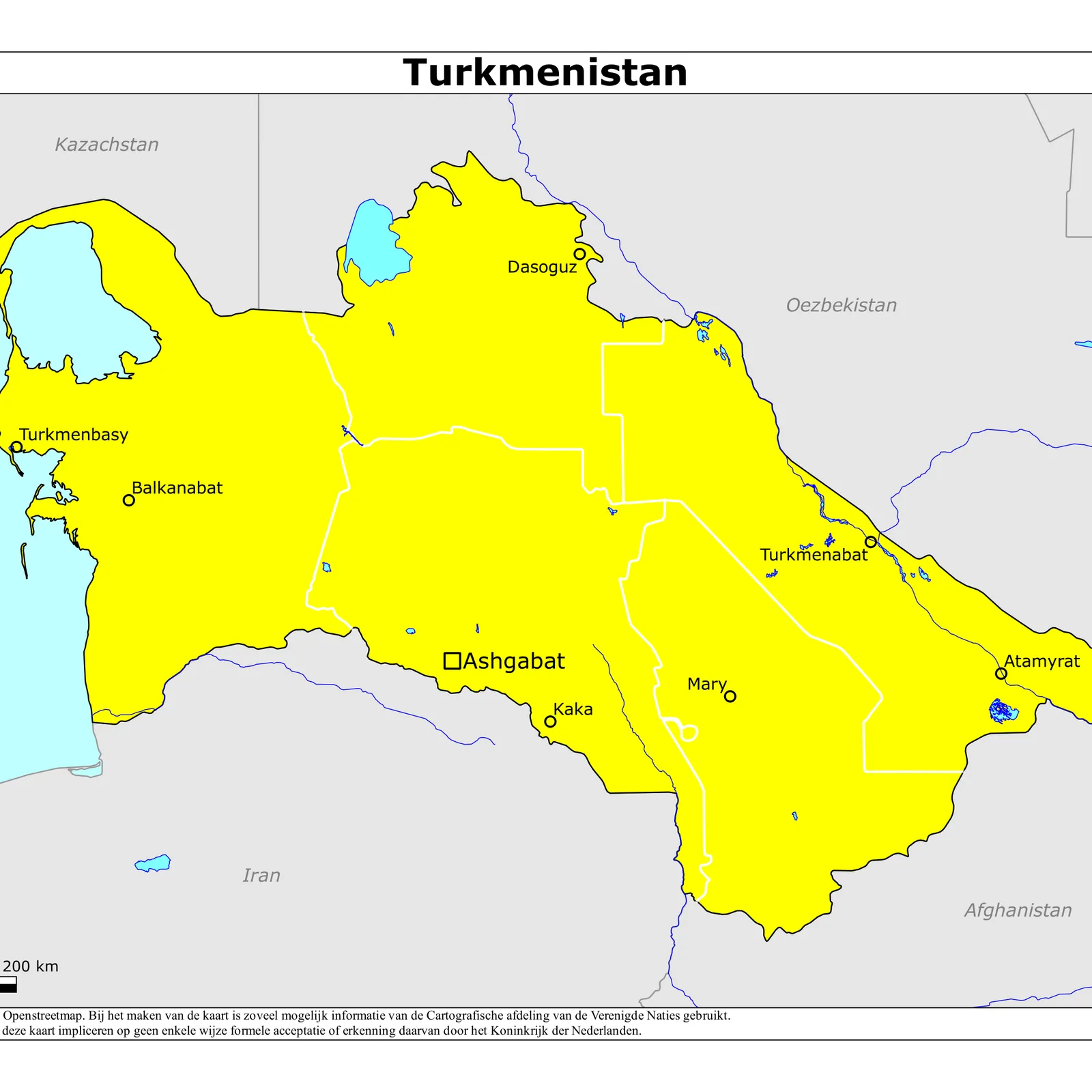Grote kaart van Turkmenistan