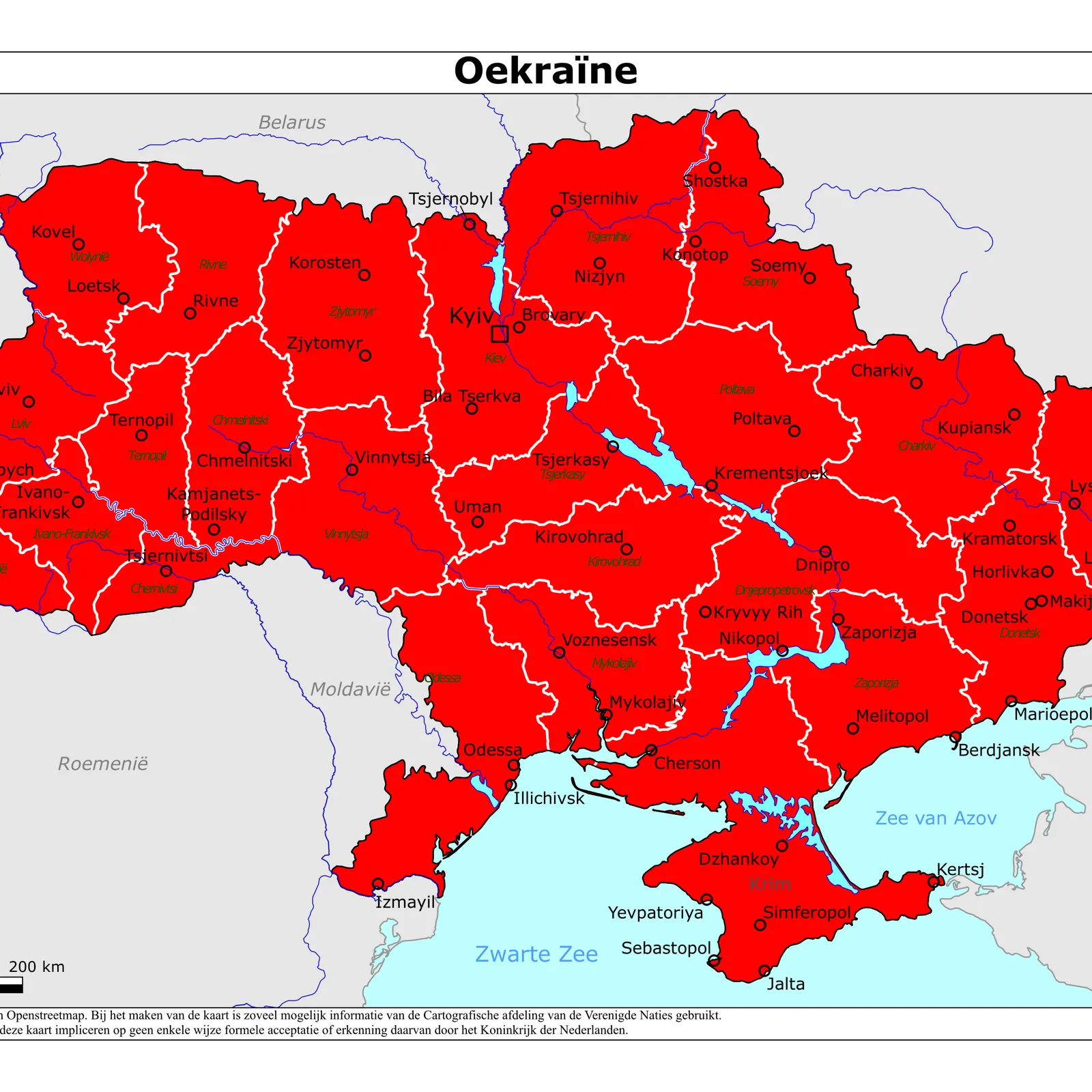 Grote kaart van Oekraïne