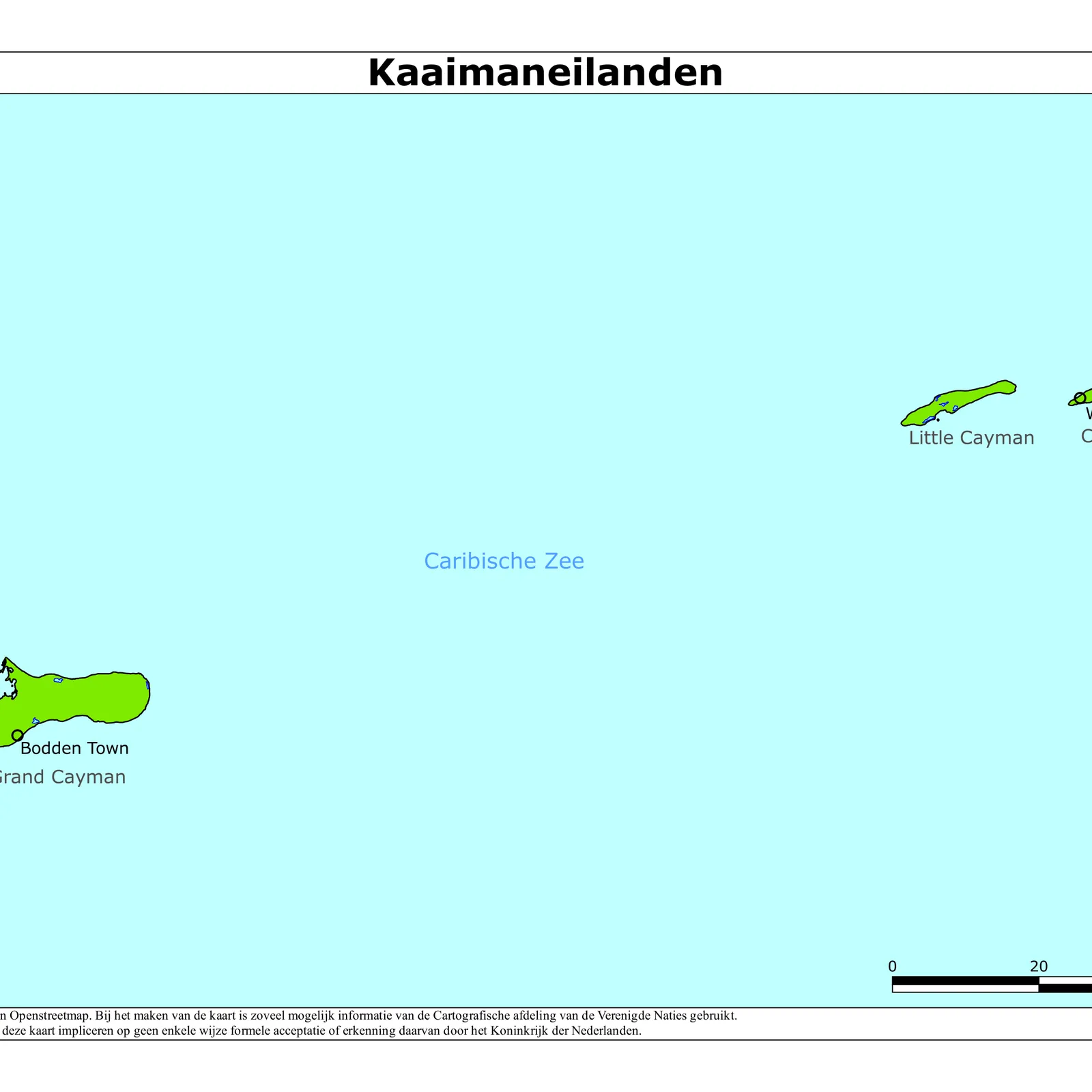 Grote kaart van Kaaimaneilanden