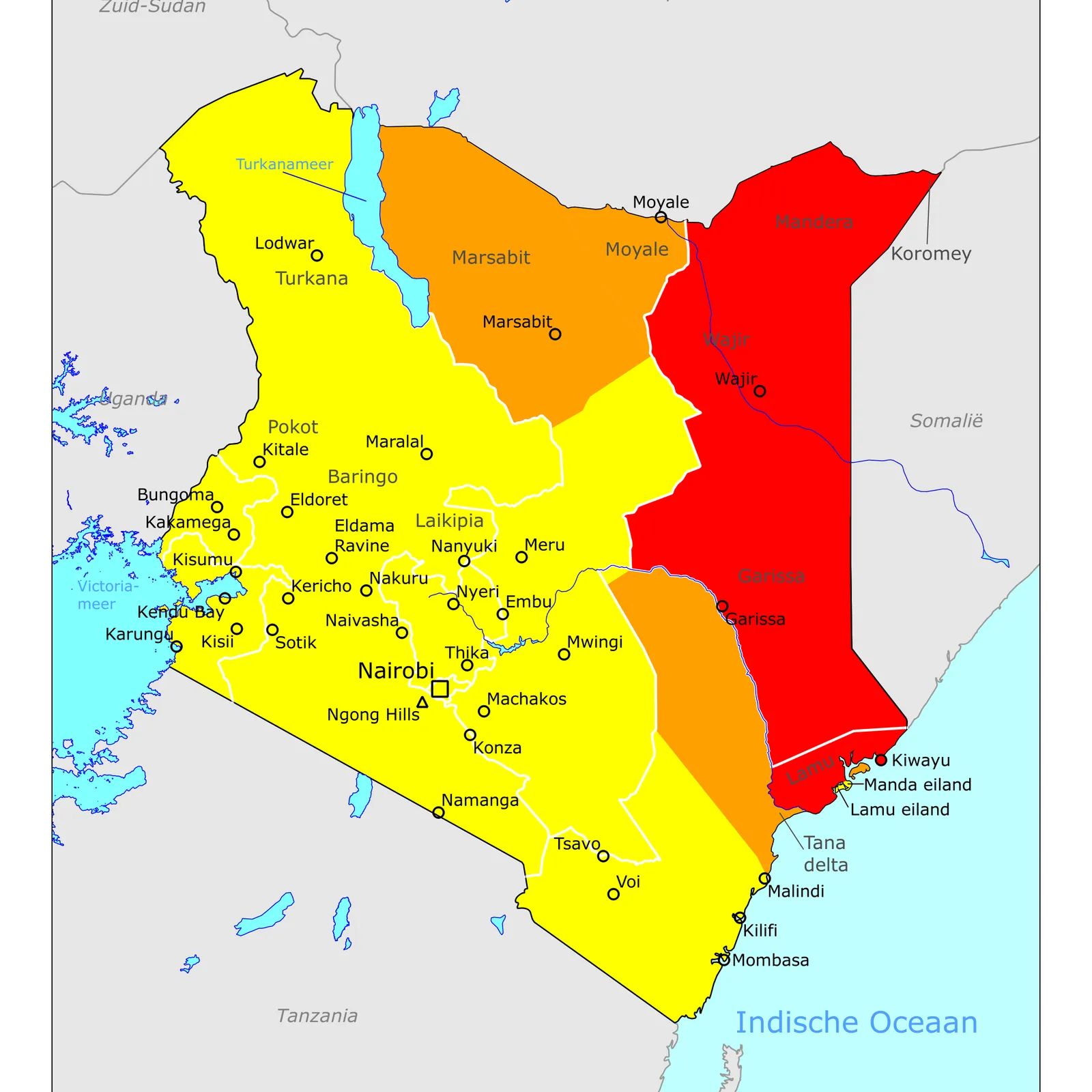 Grote kaart van Kenia