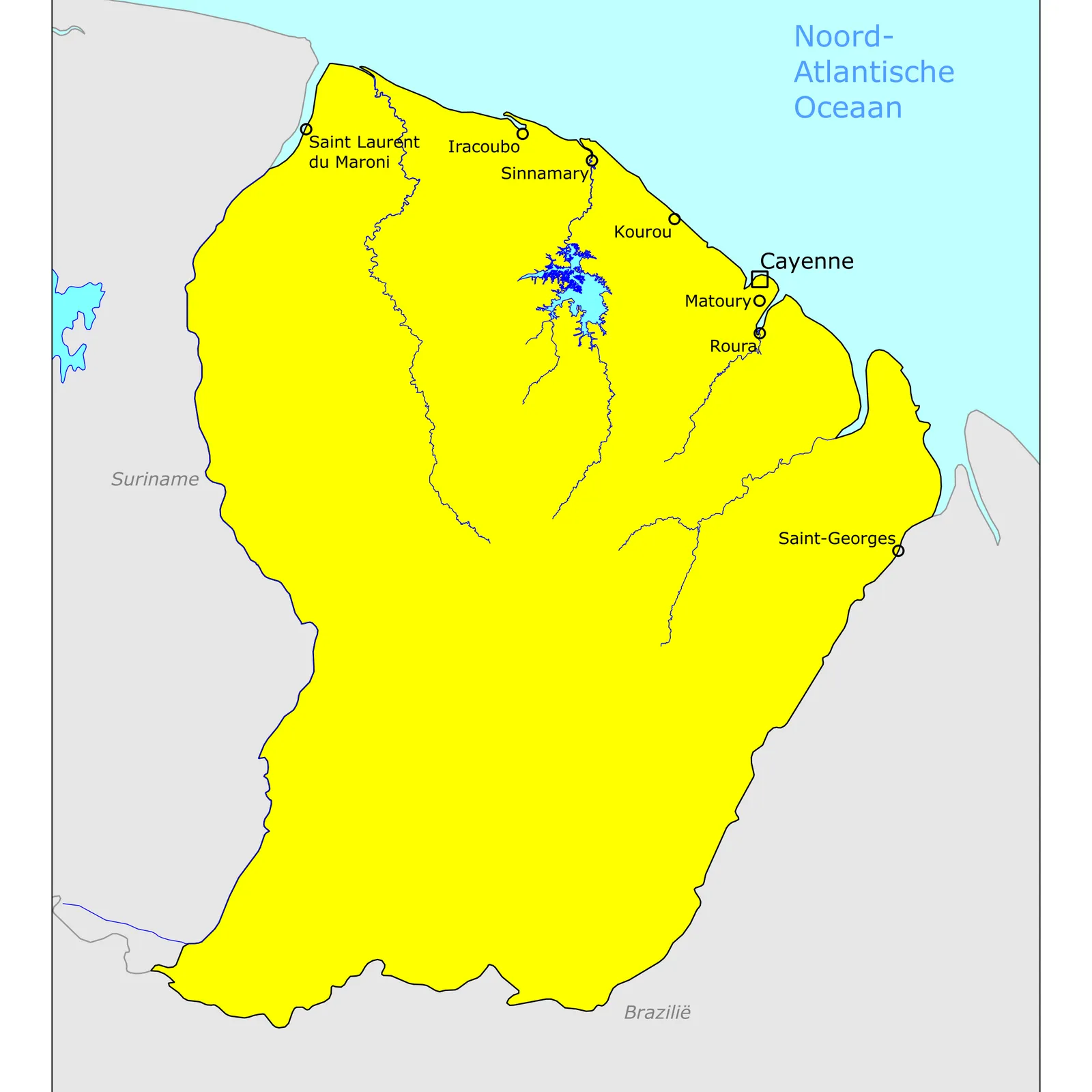 Grote kaart van Frans-Guyana