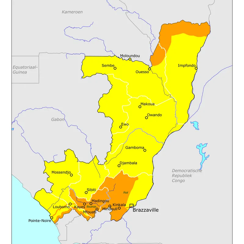 Kaart van Congo, de Republiek
