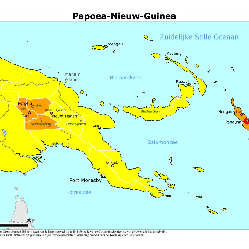 Kaart van Papoea-Nieuw-Guinea