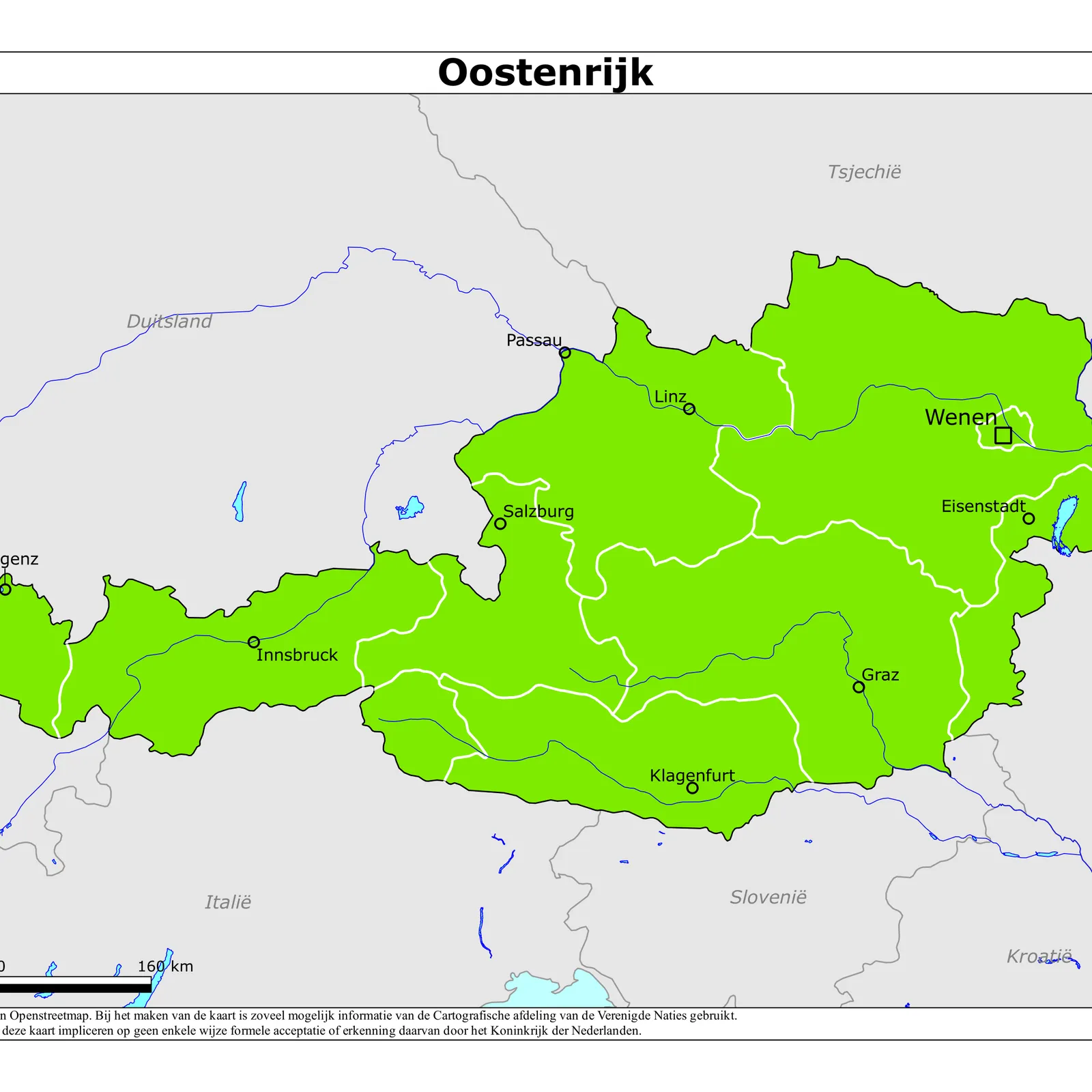 Grote kaart van Oostenrijk