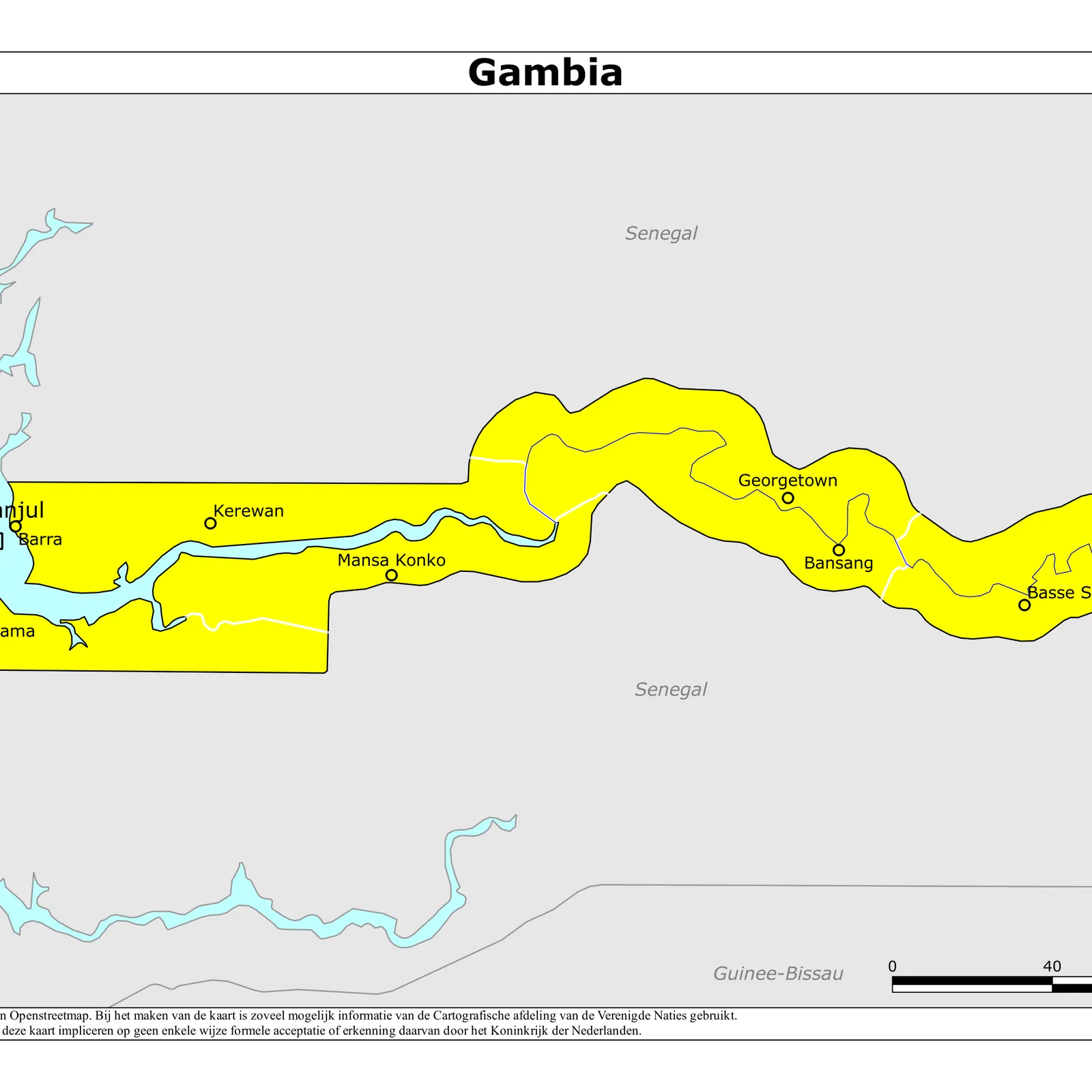 Grote kaart van Gambia