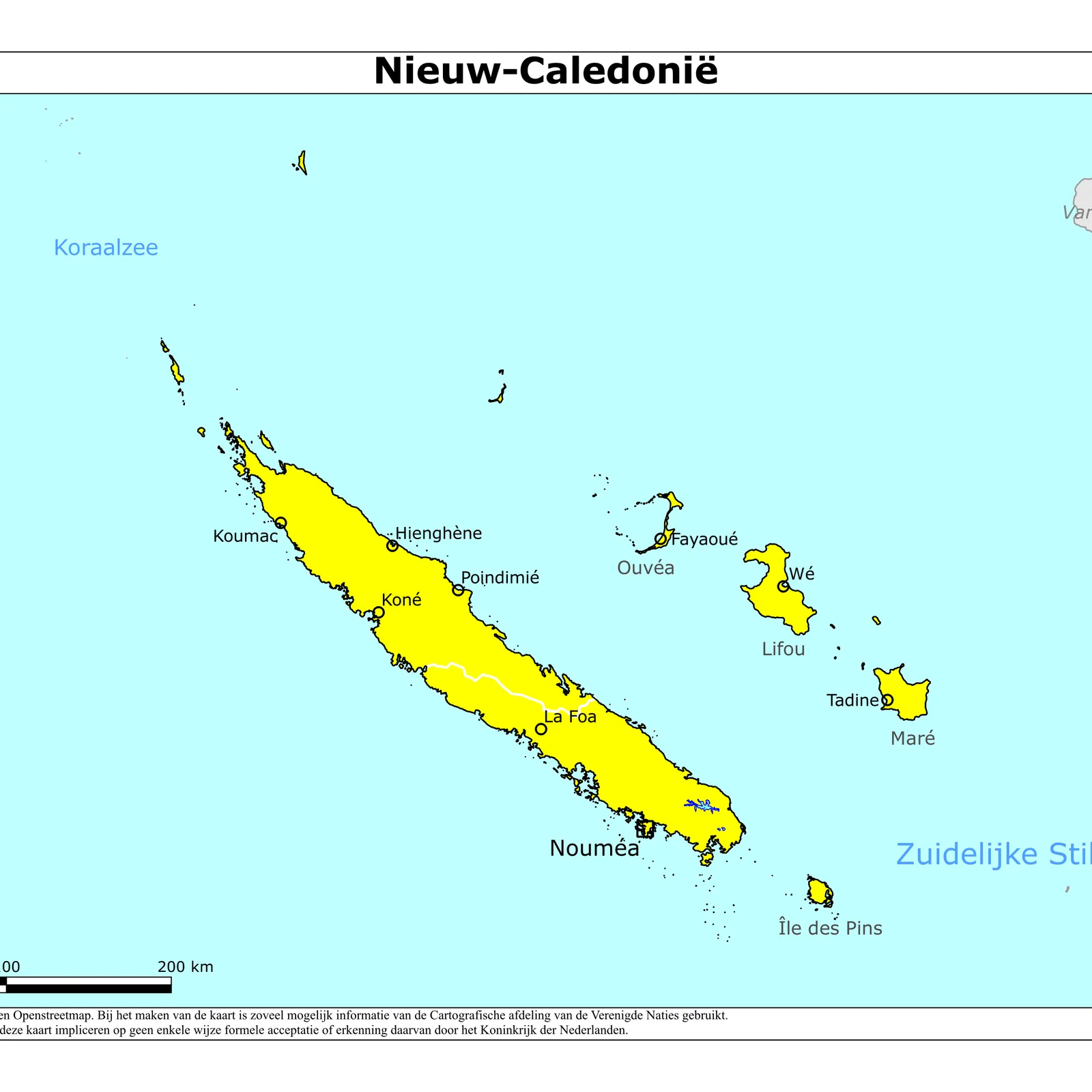 Grote kaart van Nieuw-Caledonië
