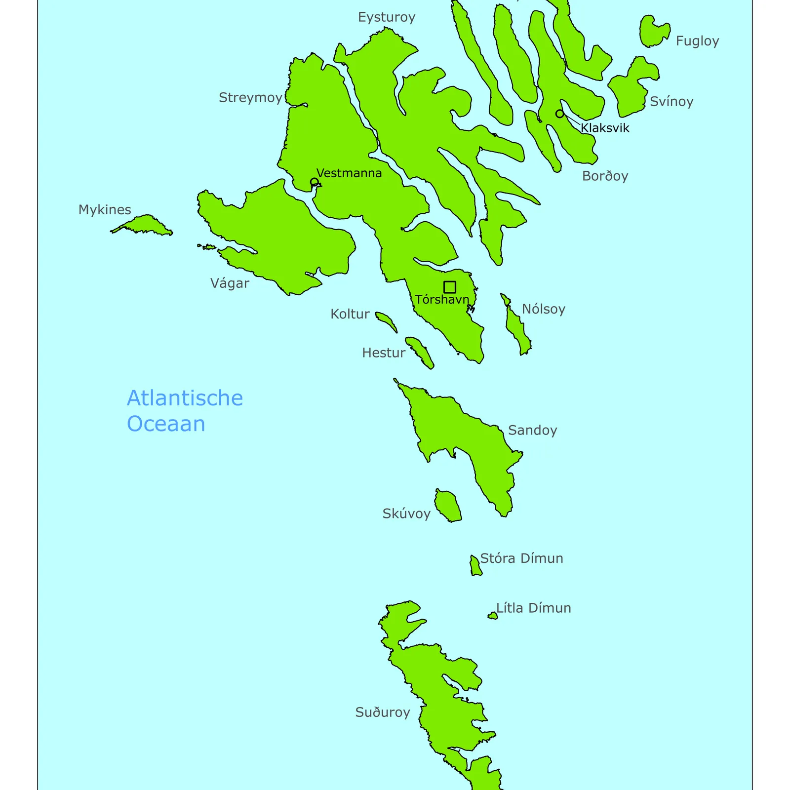 Grote kaart van Faeröer
