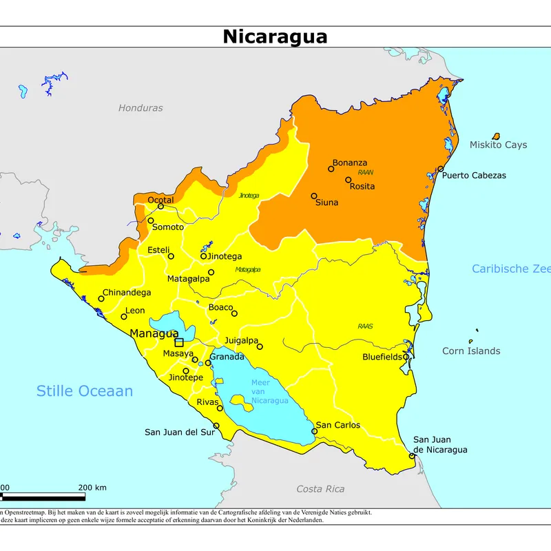 Kaart van Nicaragua
