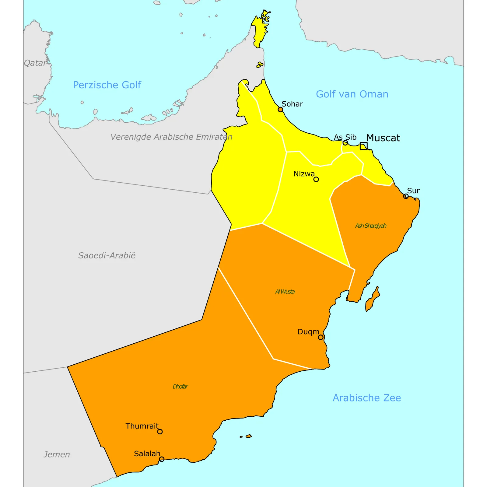 Grote kaart van Oman
