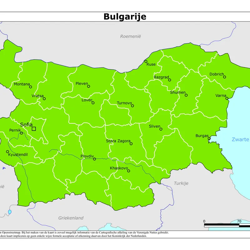Kaart van Bulgarije