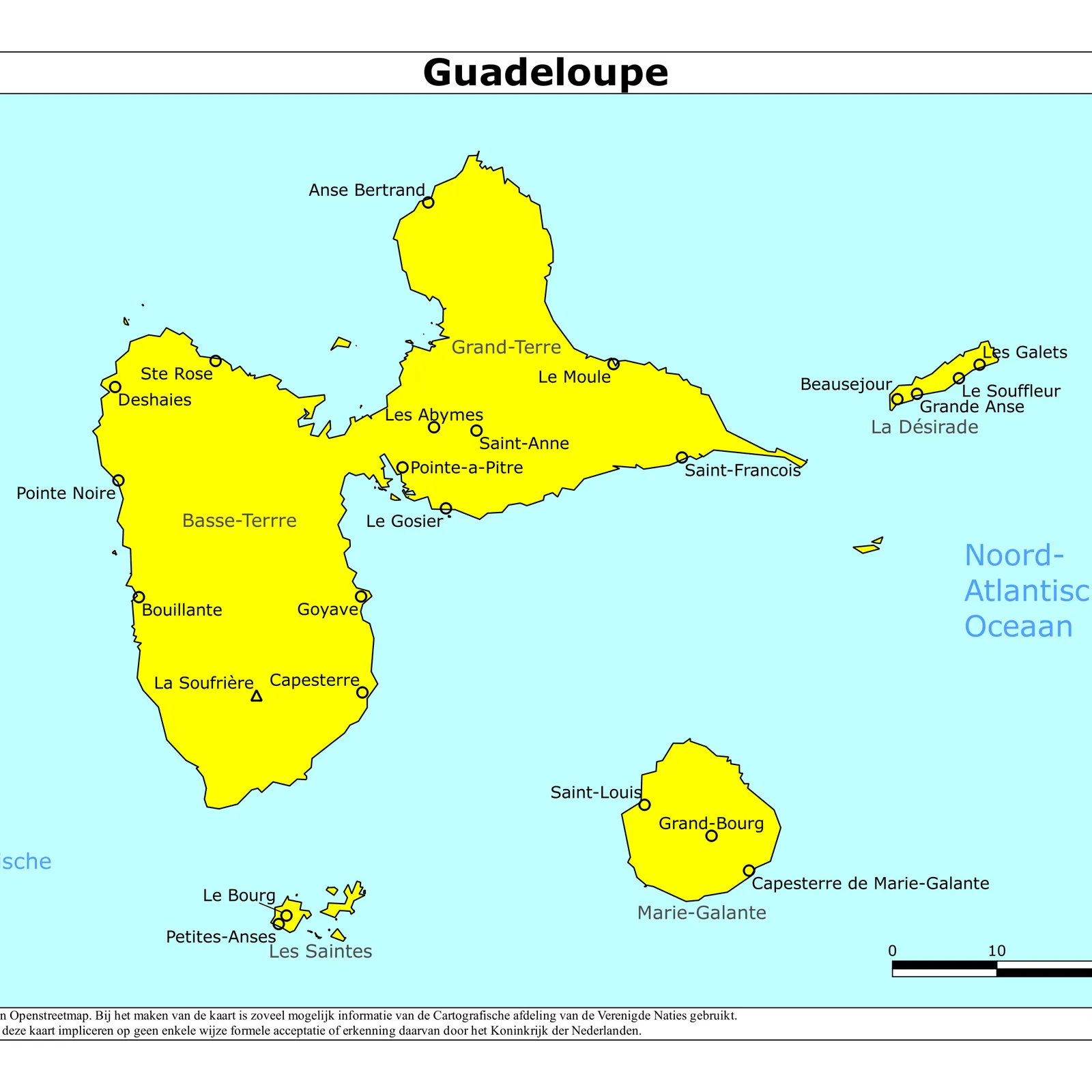 Grote kaart van Guadeloupe