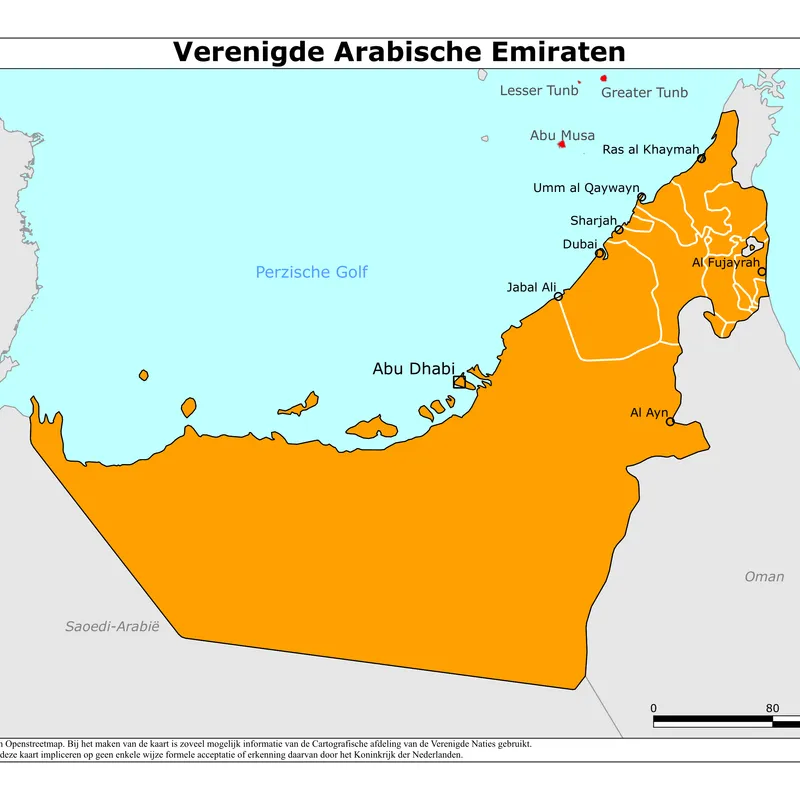Kaart van Verenigde Arabische Emiraten