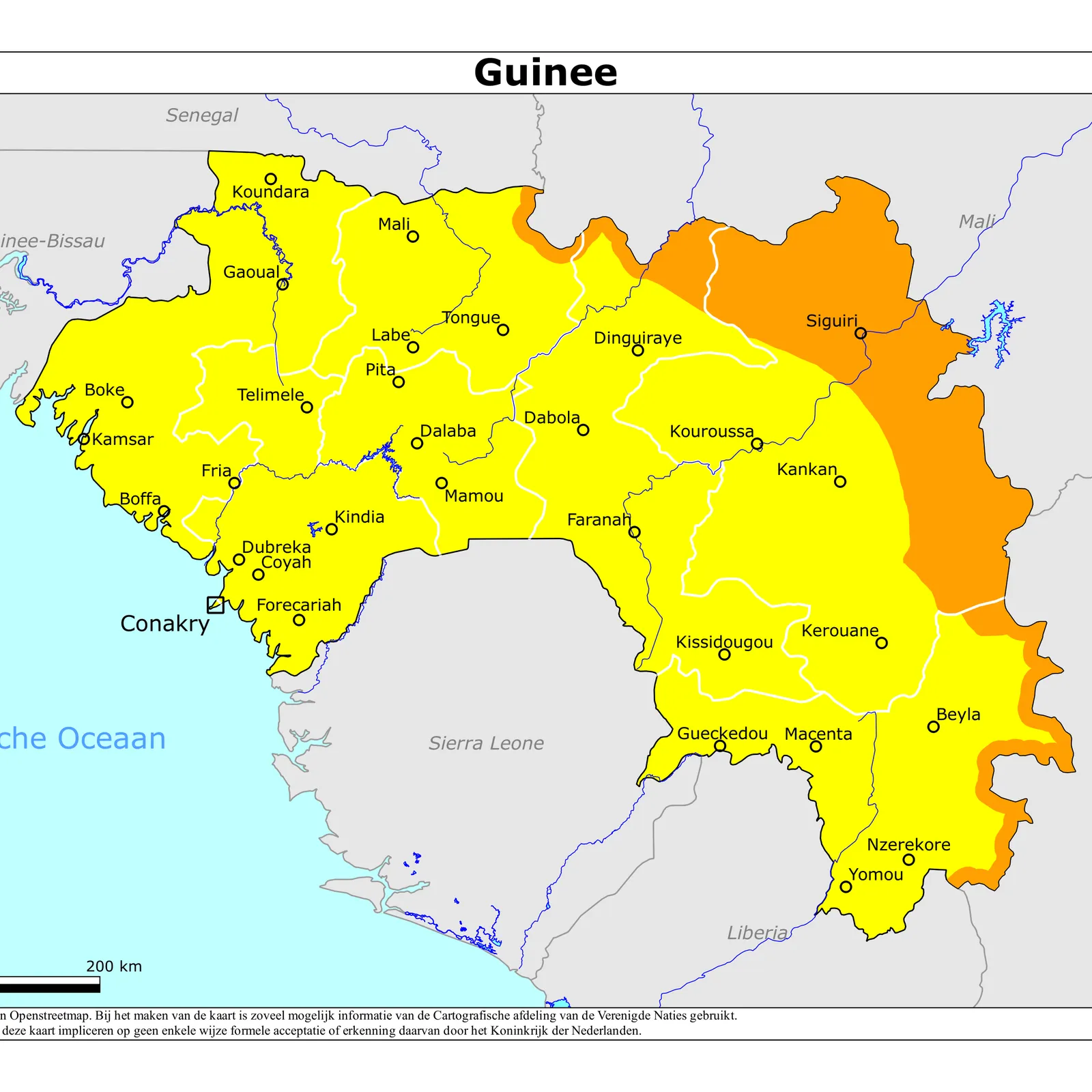 Grote kaart van Guinee