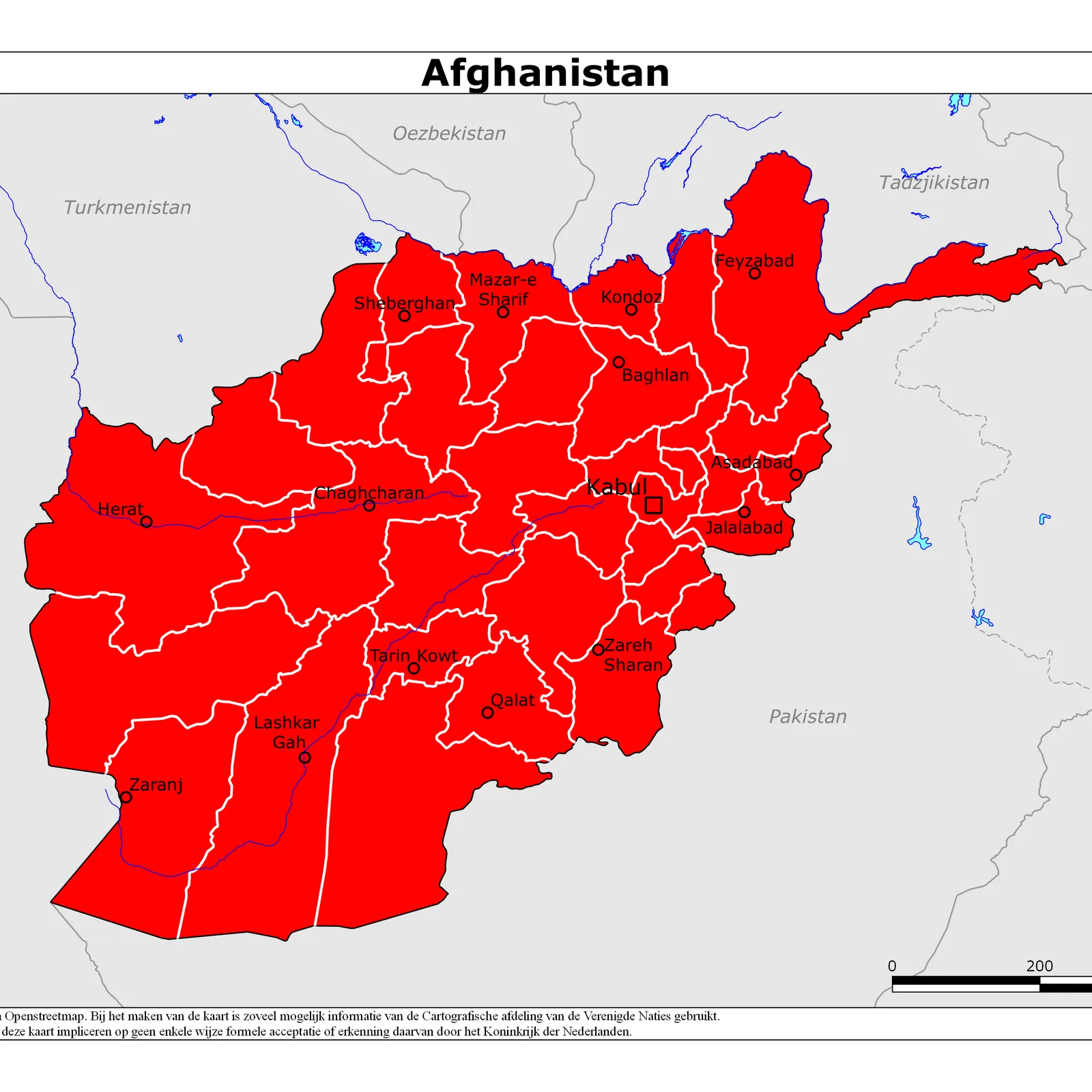 Grote kaart van Afghanistan