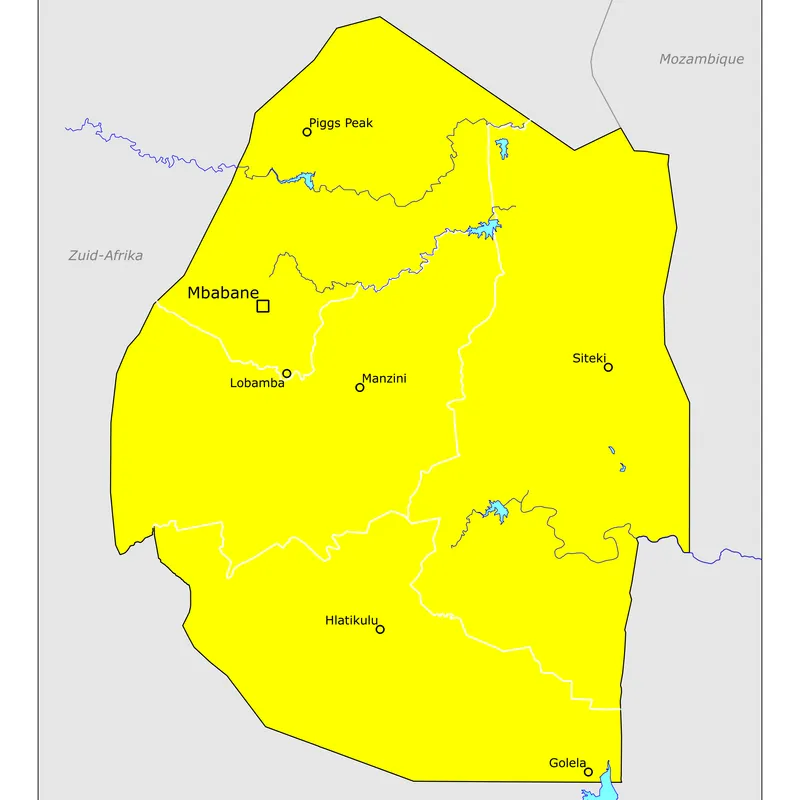 Kaart van Eswatini (Swaziland)