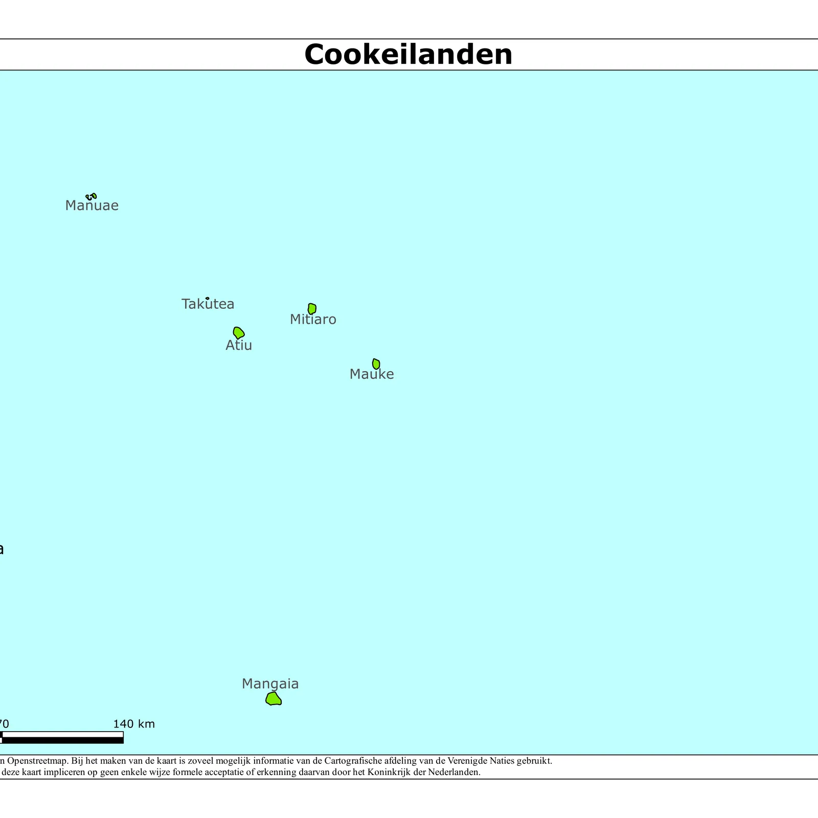 Grote kaart van Cookeilanden