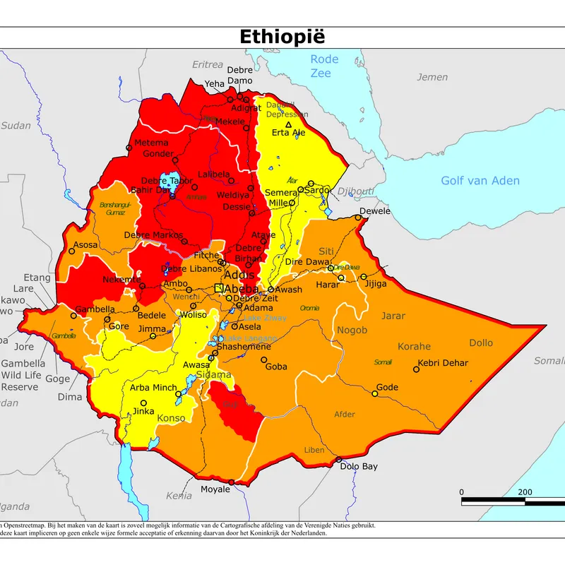 Kaart van Ethiopië