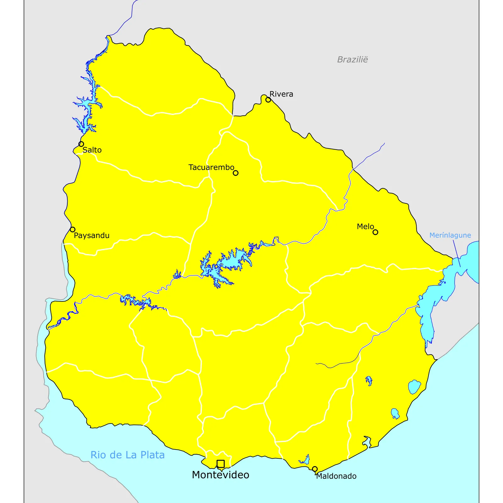 Grote kaart van Uruguay