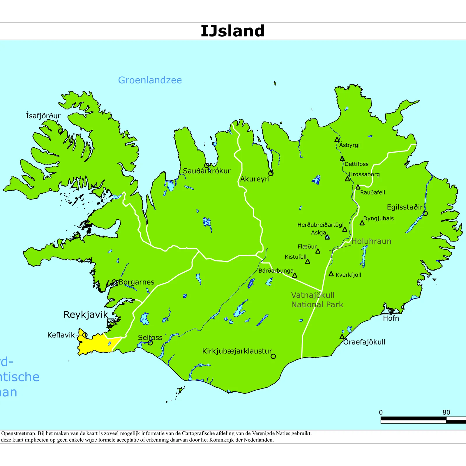 Grote kaart van IJsland
