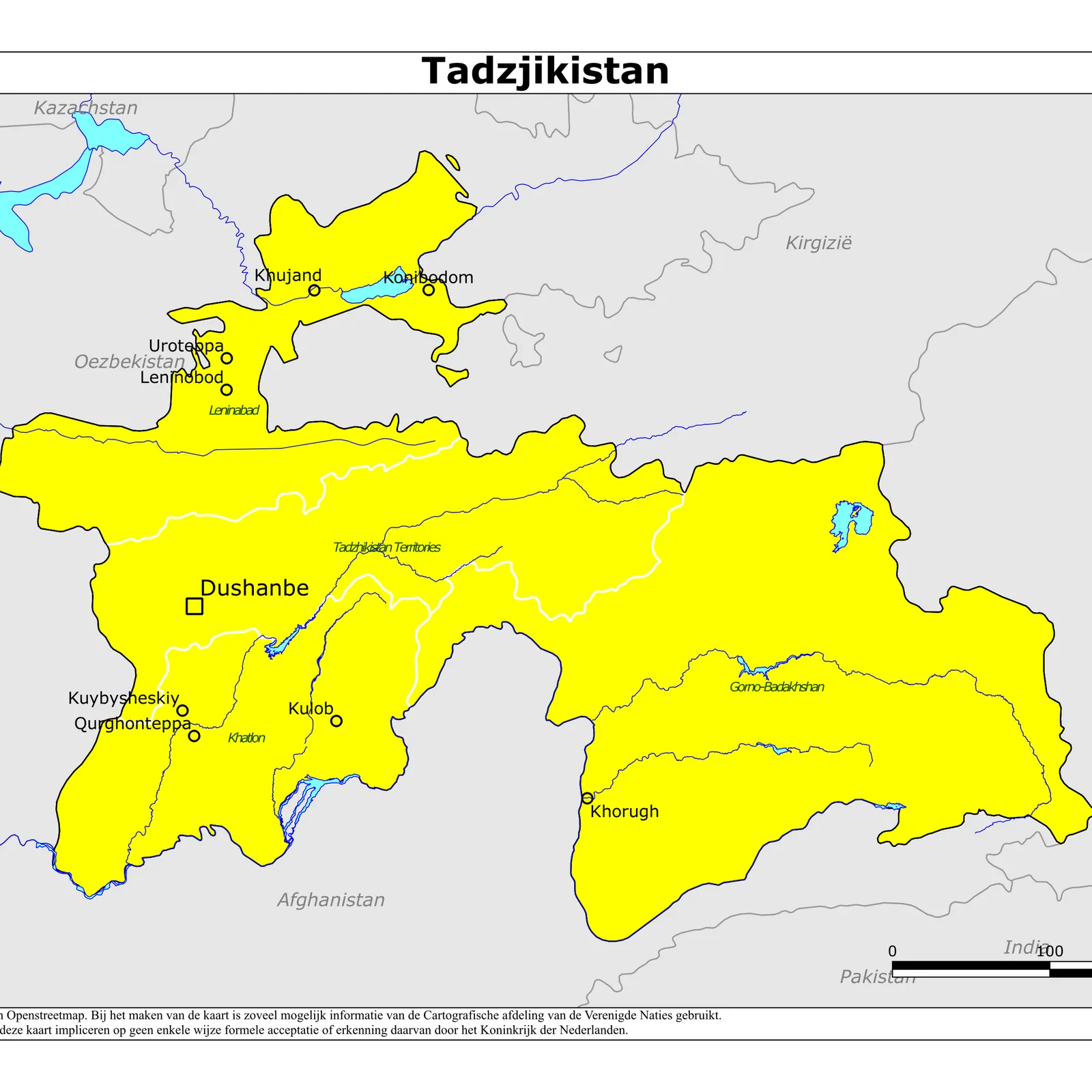 Grote kaart van Tadzjikistan