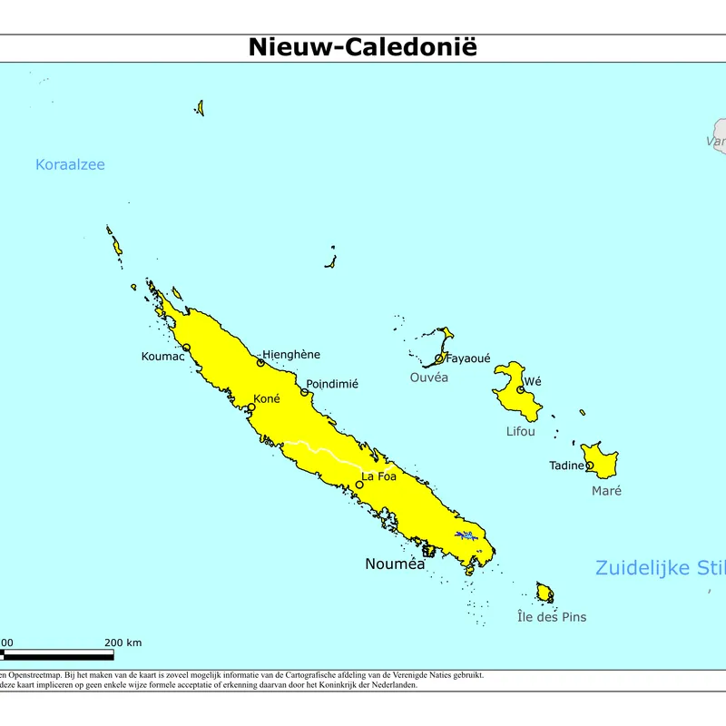 Kaart van Nieuw-Caledonië