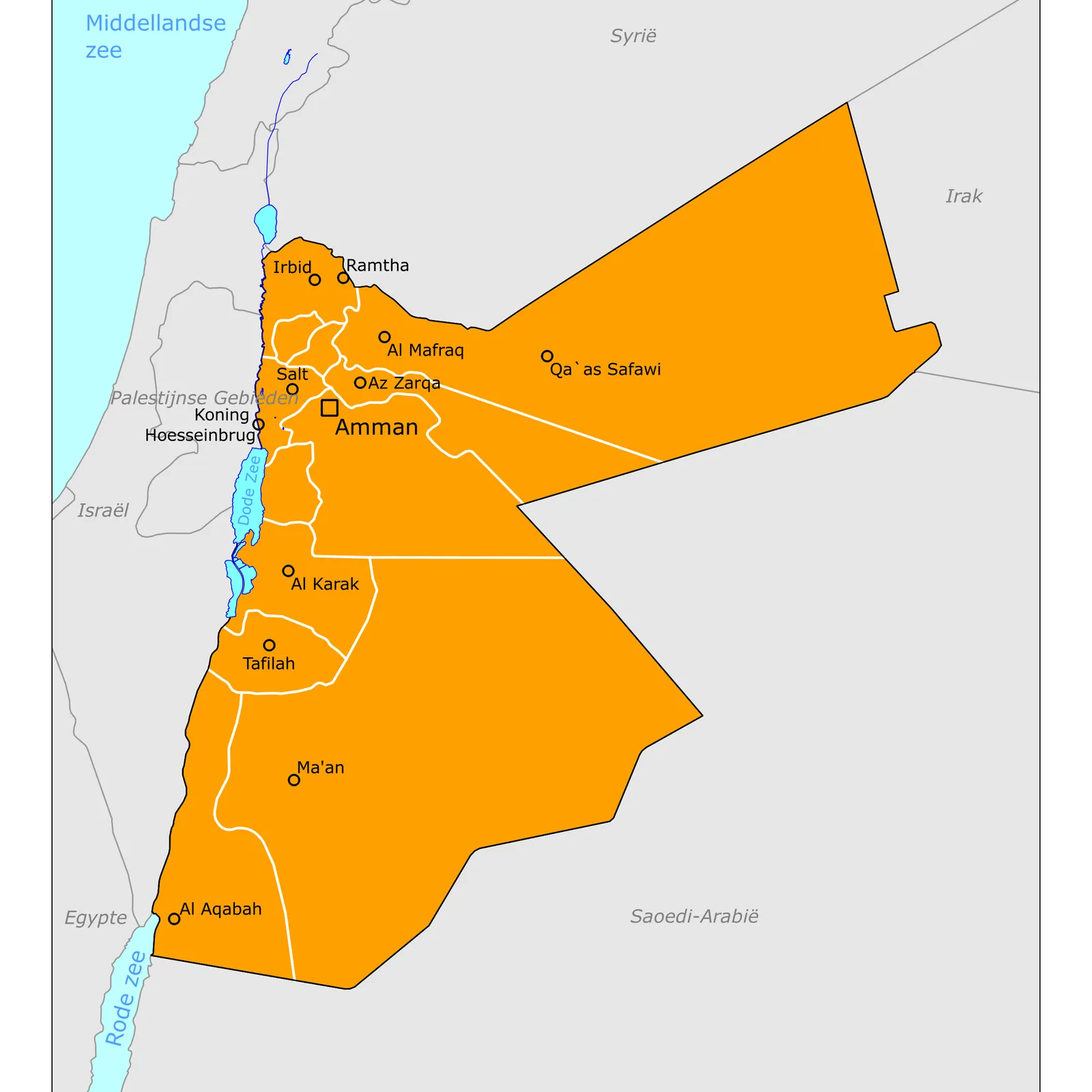 Grote kaart van Jordanië