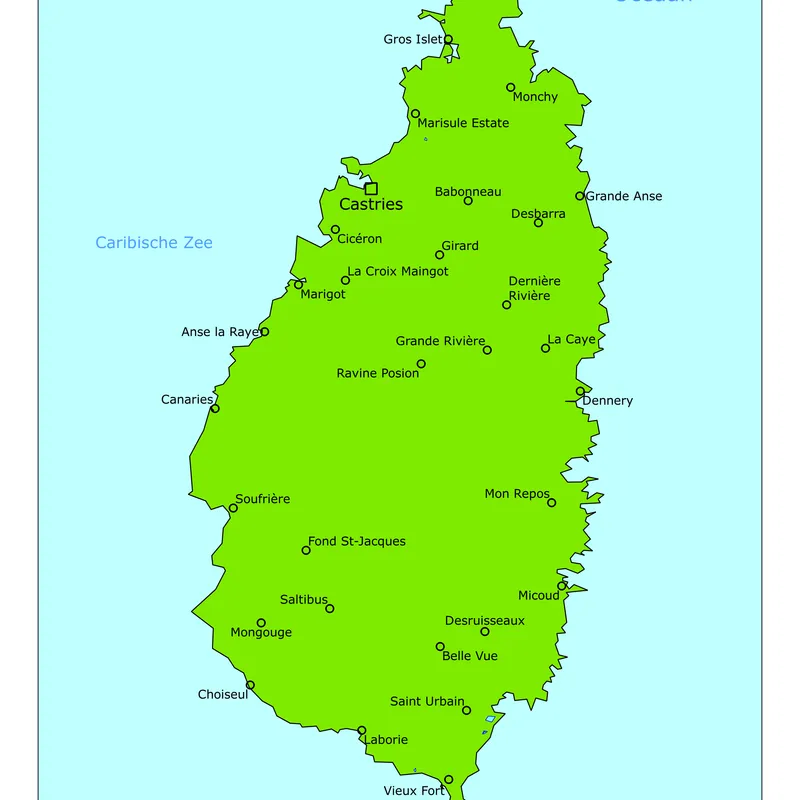 Kaart van Saint Lucia
