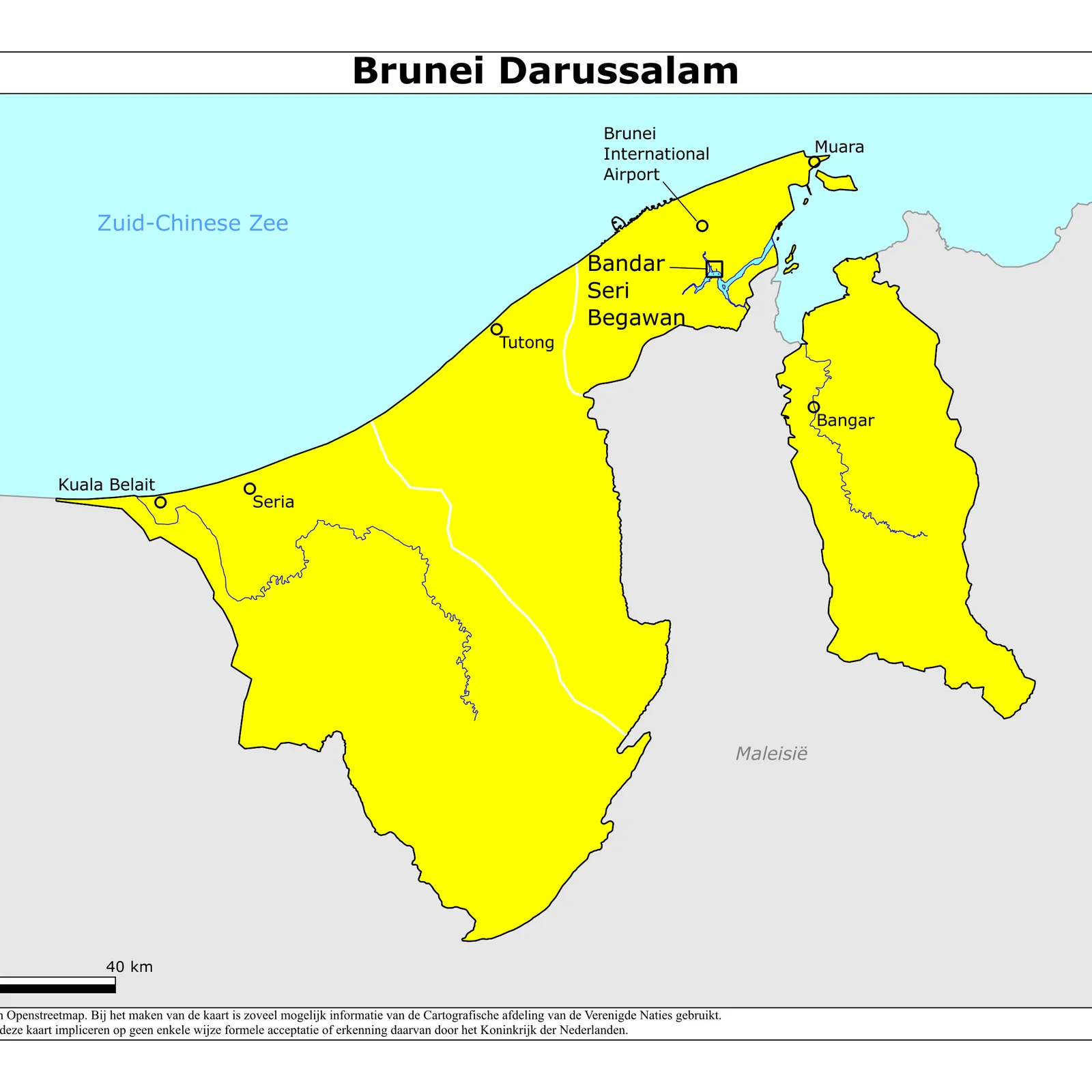Grote kaart van Brunei Darussalam