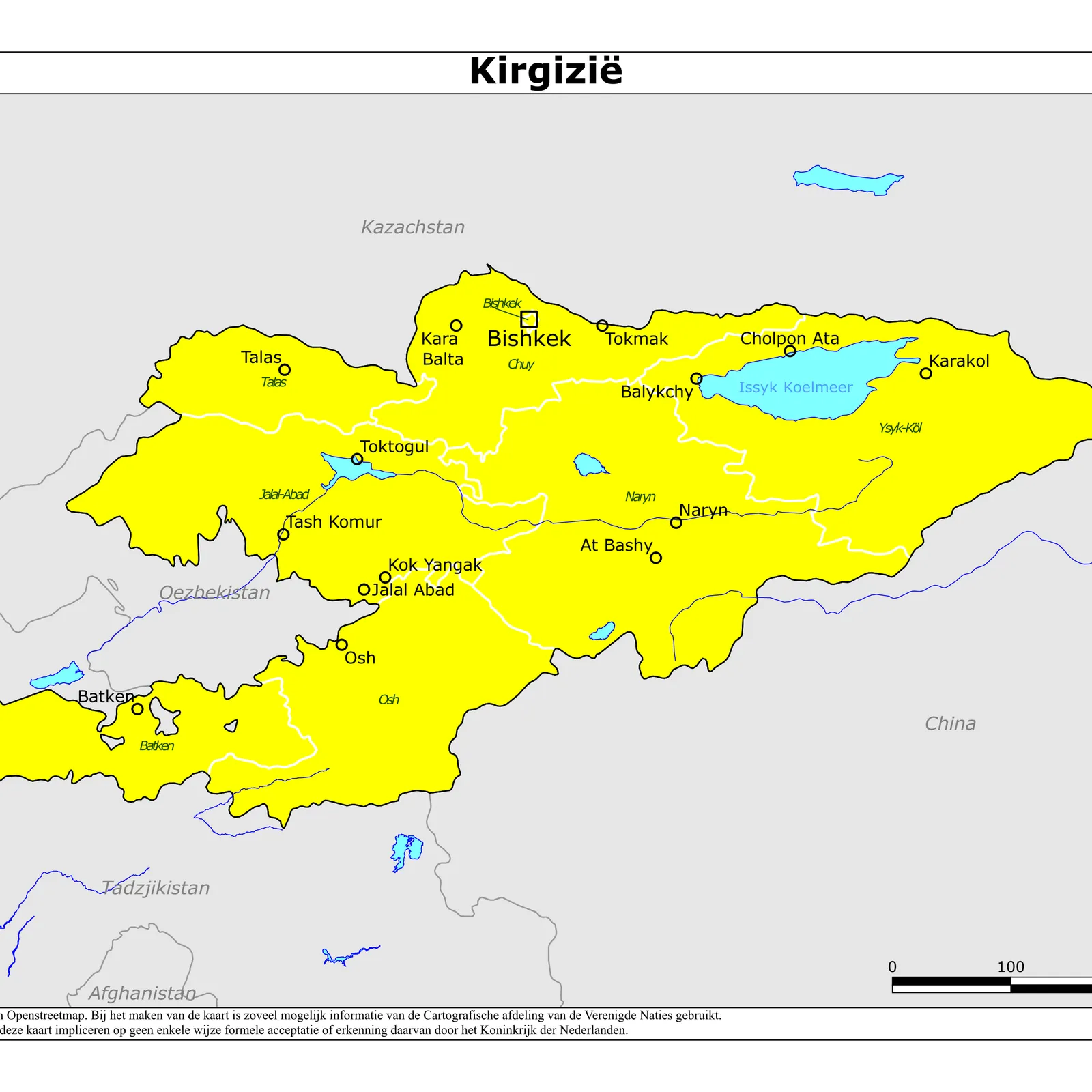 Grote kaart van Kirgizië