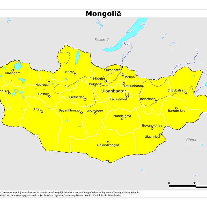 Kaart van Mongolië