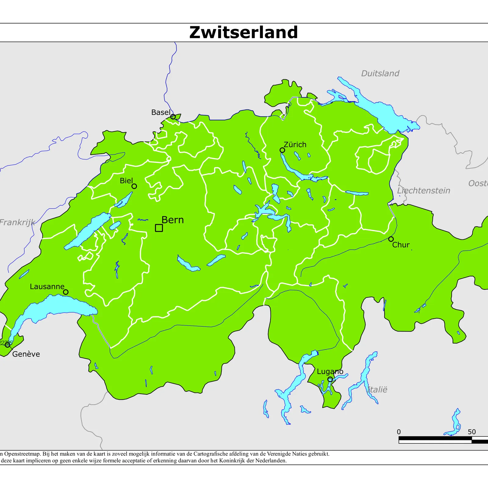 Grote kaart van Zwitserland