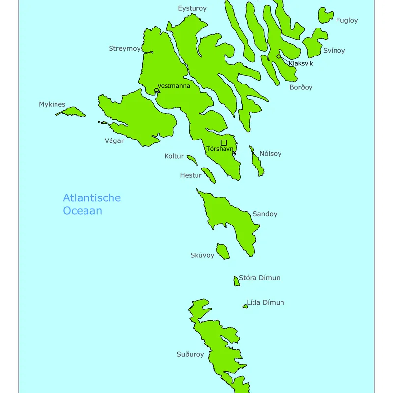 Kaart van Faeröer