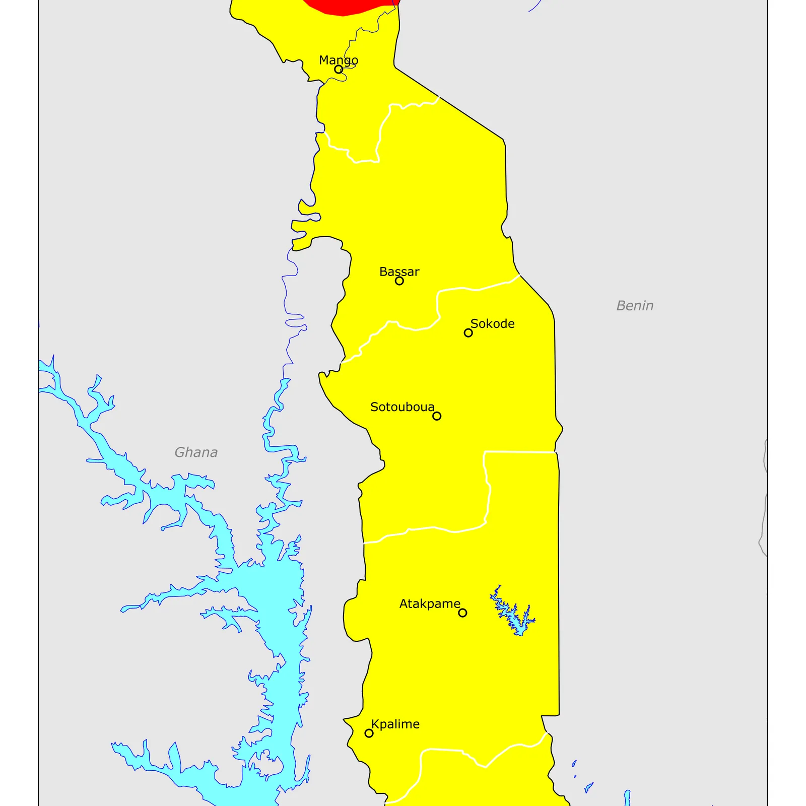 Grote kaart van Togo