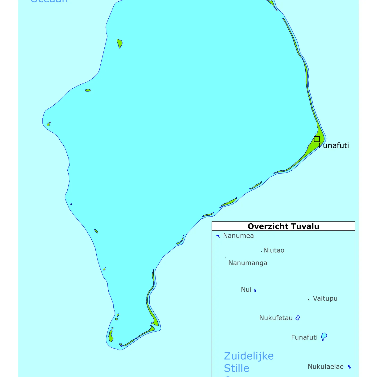 Grote kaart van Tuvalu