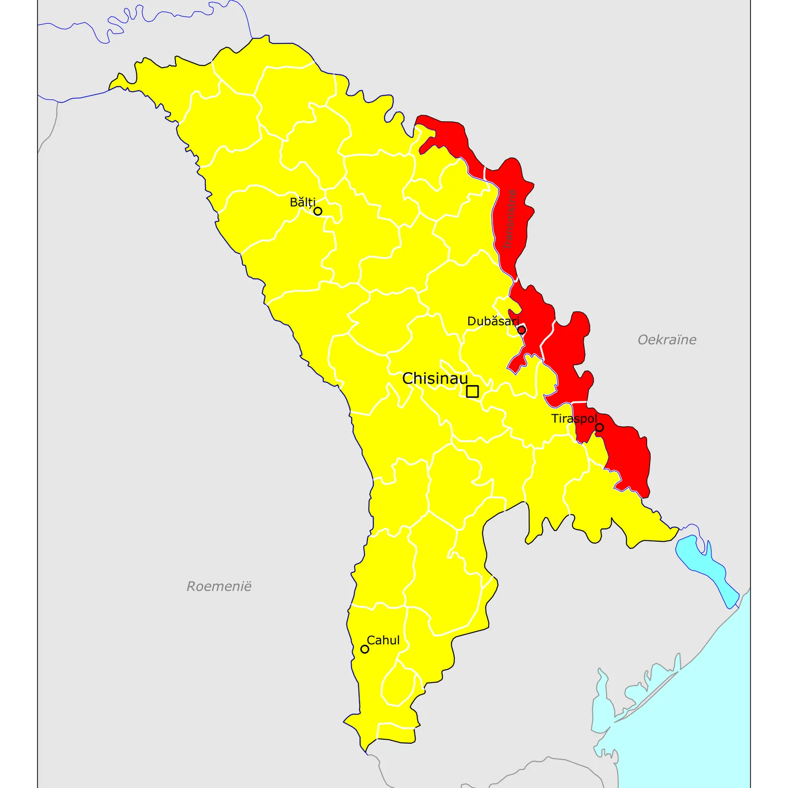 Grote kaart van Moldavië