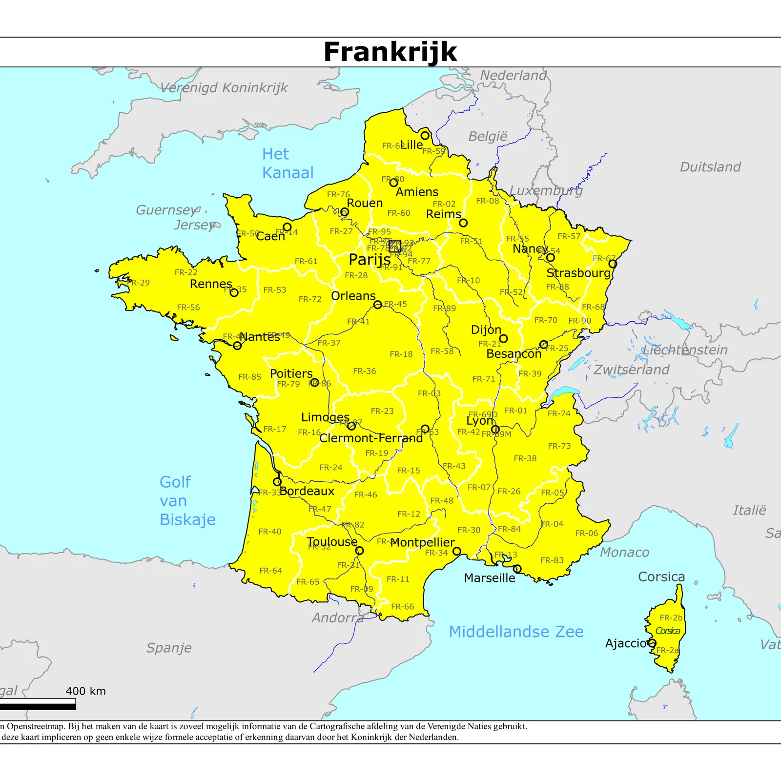 Grote kaart van Frankrijk