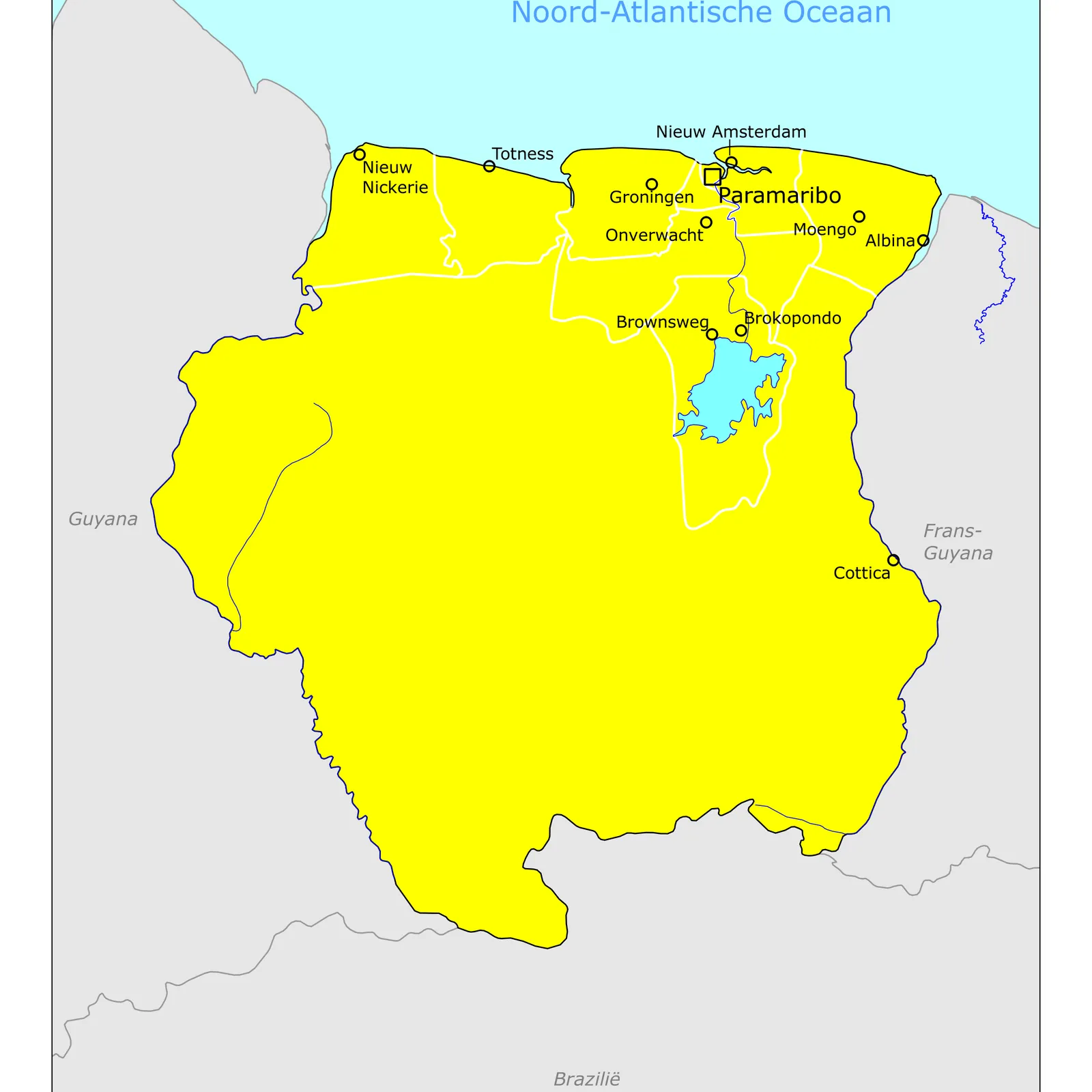 Grote kaart van Suriname