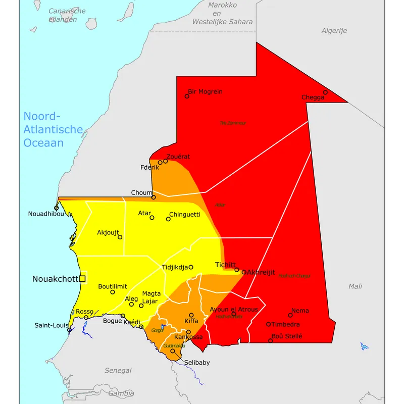 Kaart van Mauritanië