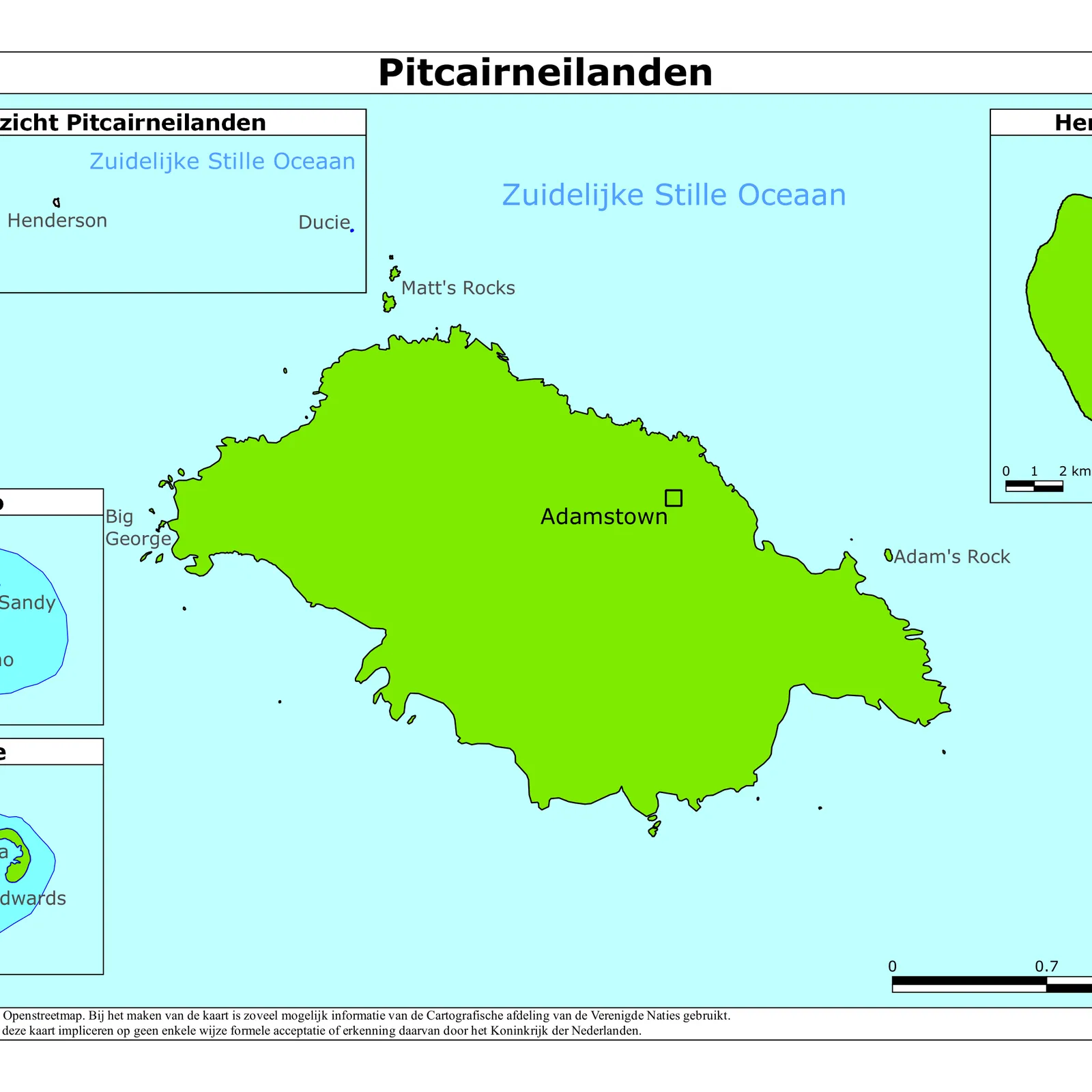 Grote kaart van Pitcairneilanden